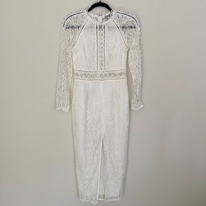 ASOS Design White Long Sleeve Lace Pencil Dress 6